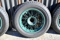 BENTLEY: A fine set of six 19-inch wire-wheels to suit vintage Bentley, Sunbeam, Vauxhall and other marques, in refurbished condition and all fitted with unused or lightly used Goodrich 6.00 x 19 tyres [Location: Sydney] - 35