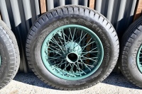 BENTLEY: A fine set of six 19-inch wire-wheels to suit vintage Bentley, Sunbeam, Vauxhall and other marques, in refurbished condition and all fitted with unused or lightly used Goodrich 6.00 x 19 tyres [Location: Sydney] - 39