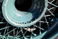 BENTLEY: A fine set of six 19-inch wire-wheels to suit vintage Bentley, Sunbeam, Vauxhall and other marques, in refurbished condition and all fitted with unused or lightly used Goodrich 6.00 x 19 tyres [Location: Sydney] - 44