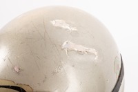 HELMET: A circa 1950s Cromwell 'pudding basin' helmet with goggles, with Norton sticker to front - 3