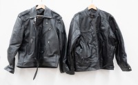 RIDING JACKETS: Two leather motorcycle riding jackets, includes a Dare Rider jacket, size large and a Deckra Sports jacket, size large