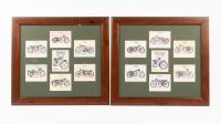 CARDS: Two framed and glazed collections of collectors cars 'Triumph' and 'Norton'