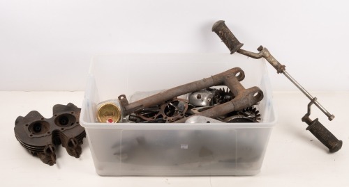 TRIUMPH: A box of assorted Triumph pre unit parts