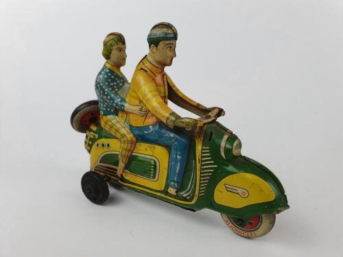 CIVILIAN: Zundapp Motor Scooter made in West Germany by Wimmer 1951-56, 12 cms, friction, a classic toy.