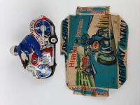 POLICE: Police bike by Asahi Japan c1960s, friction, 17 cms, box lid only. - 2