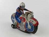 POLICE: Police bike by Asahi Japan c1960s, friction, 17 cms, box lid only. - 3