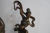 MUSICIANS: A pair of large carved timber polychrome Chinese musicians, 132cm high - 3
