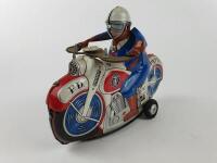 POLICE: Police bike by Asahi Japan c1960s, friction, 17 cms, box lid only. - 4