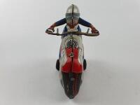 POLICE: Police bike by Asahi Japan c1960s, friction, 17 cms, box lid only. - 7