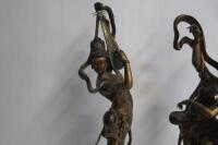 MUSICIANS: A pair of large carved timber polychrome Chinese musicians, 132cm high - 4