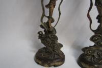 MUSICIANS: A pair of large carved timber polychrome Chinese musicians, 132cm high - 6