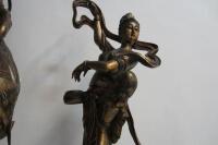 MUSICIANS: A pair of large carved timber polychrome Chinese musicians, 132cm high - 8