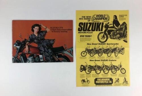 SUZUKI: Two original Suzuki GT750 1974 & 1972 range colour sales brochures