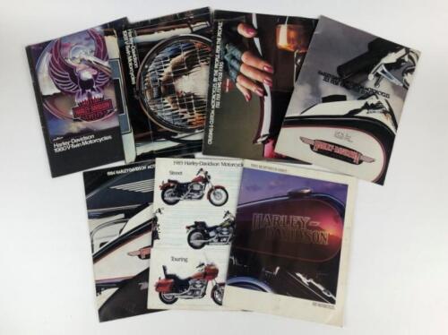 HARLEY-DAVIDSON: Seven original Harley Davidson 1980/81/82/83/84/85/86 colour sales brochures