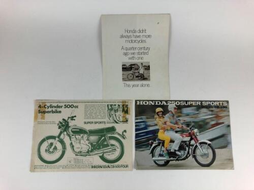 HONDA: Three original Honda 1973 Range and 500Four Flyer and 250CB colour sales brochures