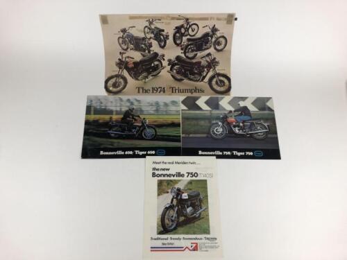TRIUMPH: Four original Triumph 1974 range and 1973 750 Bonneville and 650 Tiger & Bonneville and 750Bonneville T140s