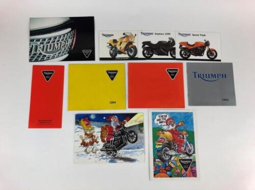 TRIUMPH: Ten original Triumph Assorted Small colour Brochures and Christmas Cards John Bloore
