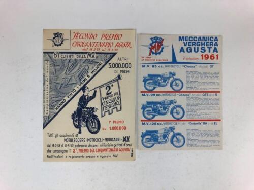 MV AGUSTA: An original MV Agusta promotional flyer 1959 and a 1961 range sale brochure