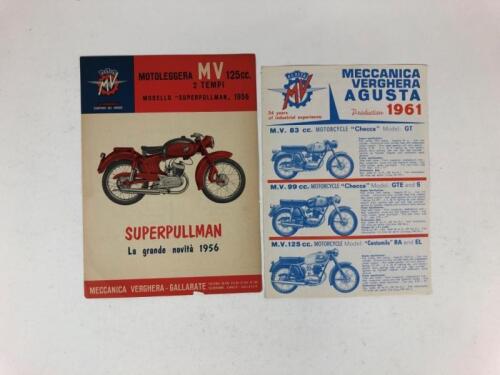 MV AGUSTA: Two original MV Agusta 125 Super Pullman 1956 and 1961 motorcycle range sales brochures