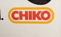 An original Chiko Roll 'You can't knock the Roll - Chiko' poster, featuring a lady on a Vincent motorcycle, framed and glazed, measures 94.5cm high, 69cm wide - 3