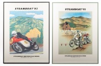 STEAMBOAT: Two framed and glazed Steam Boat Motorcycle Week event posters, 1992 & 1993. Each measures 61.5cm high, 46.5cm wide