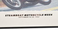 STEAMBOAT: Two framed and glazed Steam Boat Motorcycle Week event posters, 1992 & 1993. Each measures 61.5cm high, 46.5cm wide - 7