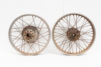 WHEELS: Two Velocette wheels, approximately 20inch.