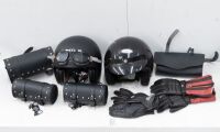 HELMETS / ACCESSORIES: A group of motorcycle helmets & accessories