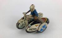 POLICE: Police Dept motor cycle & sidecar, friction made in Japan c1950s.