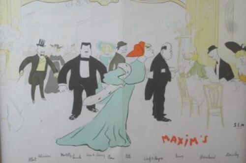 MAXIM'S PARIS: Two colour lithographic reproductions featuring Maxim's restaurant