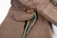 ACCESSORIES: A pair of early leather motorcycling gloves marked 'V409 Made in Australia 1943 Size 9' and a pair of early goggles - 3