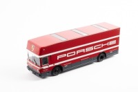 PORSCHE: A rare Schuco 1:43 scale Mercedes-Benz 'Renntransporter' Porsche Racing transporter model, new in original box - 2