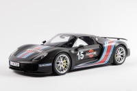 PORSCHE 918: An impressive GT Spirit Models 1:12 scale Porsche 918 Spyder in matt black with Martini sponsorship livery (ZM084) New in original box - 3