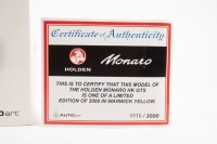 HOLDEN: A Biante Autoart 1:18 scale Holden HK GTS Monaro in Warwick yellow paintwork, limited edition, numbered 816 of 3000, in original box - 2