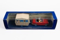 TINTIN: A 1:43 scale Moulinsart Triumph Herald and caravan model, TINTIN, model number 2 118 029