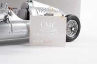 AUTO-UNION: A highly detailed CMC 1:18 scale 1938-1939 Auto-Union Type D (M-027) in silver paintwork in original box - 2