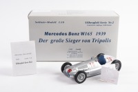 MERCEDES-BENZ: A highly detailed CMC 1:18 scale Mercedes-Benz W165 1939 #16 (M-035) Hermann Lang Winner Tripoli Grand Prix, with information booklet in original box