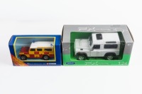 LAND ROVER: A pair of Land Rover models, a 1:43 scale Leicestershire fire and rescue service model, also a 1:24 scale Land Rover defender