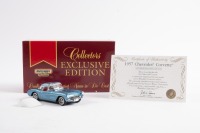 CHEVROLET: A Matchbox Collectibles 1:43 scale 1957 Chevrolet Corvette in blue (DYM923139) in original box