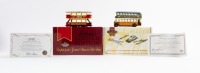 PUBLIC TRANSIT: Two Matchbox Collectibles 1:43 scale double-decker public transit vehicles in original boxes