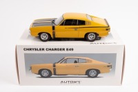 CHRYSLER: A Biante Autoart 1:18 scale 1972 Chrysler VH Valiant Charger E49 in yellow with black inserts in original box