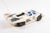 PORSCHE 917K MARTINI: A battery operated plastic Porsche 917K remote control car, a replica of the 1971 Le Mans winning Martini racing Porsche, made by Asahi corporation in Japan - 2