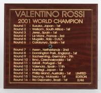 ROSSI: Valentino Rossi signed helmet celebrating his 500cc 2001 World Championship win. L.E 2/46 - 6
