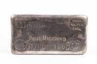 MODERN MOTOR: A 9998 silver, 250 gram ingot awarded to Paul Higgins of Modern Motor Magazine for his involvement as judge for 1987 'Car of the Year' - 2