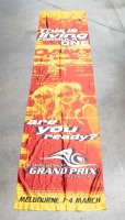 FORMULA ONE: A large fabric 2001 Formula One Qantas Australian Grand Prix flag/banner, 'This is living Formula One', approx 340cm high, 78cm wide