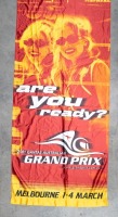FORMULA ONE: A large fabric 2001 Formula One Qantas Australian Grand Prix flag/banner, 'This is living Formula One', approx 340cm high, 78cm wide - 2