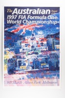 DEXTER BROWN: A high quality poster for the 'Australian round of the 1997 FIA Formula One World Championship' Melbourne, featuring the artwork of Dexter Brown, 88cm high, 62cm wide