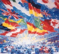 DEXTER BROWN: A high quality&nbsp;1997 Formula One World Championship poster featuring the artwork of Dexter Brown, measures 87.5cm high, 60cm wide - 3