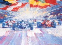 DEXTER BROWN: A high quality&nbsp;1997 Formula One World Championship poster featuring the artwork of Dexter Brown, measures 87.5cm high, 60cm wide - 4