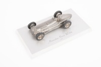 MERCEDES: A nice, approximately 1:43 scale 1938 Mercedes-Benz W154 in pewter, mounted to an acrylic base&nbsp;